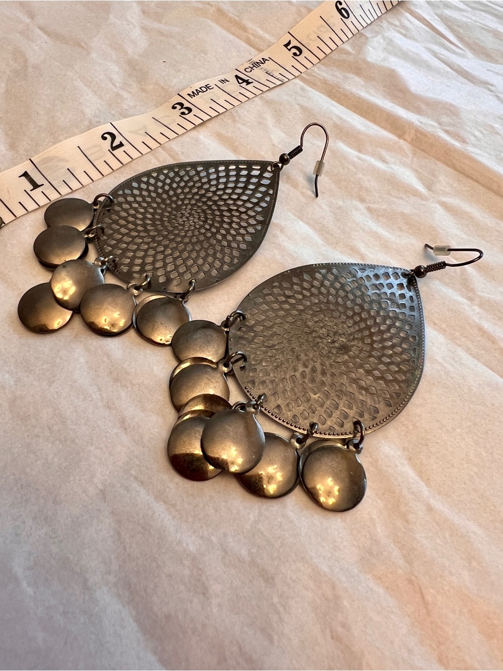 Teardrop Dangle Earrings with Coin Charms